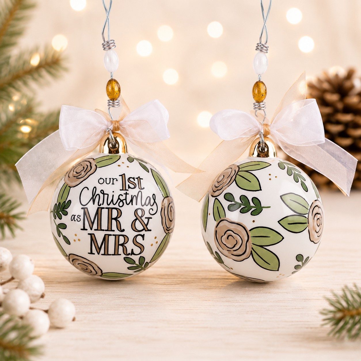 Gold Mr. & Mrs. Ornament
